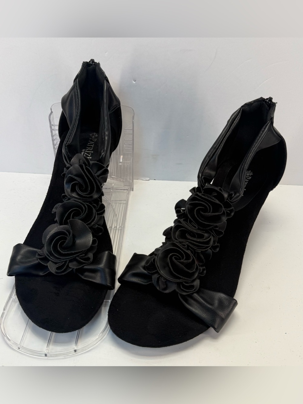 Patrizia Harlequin by spring step Women's Black Floral Wedge Sandals size 9 - Picture 3 of 12